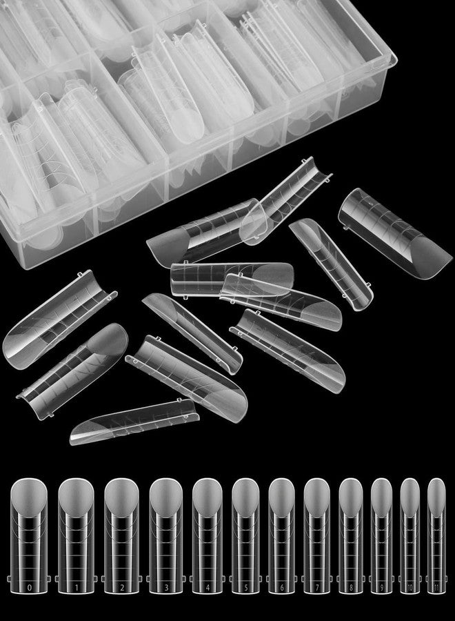 EBANKU 120Pcs Matte Dual Nail Forms, Clear Poly Gel Nail Molds Square Full Cover Coffin Nail Tips Extension Forms 12 Sizes for Gel Manicure Nail Art Design Salon&DIY - Image 4